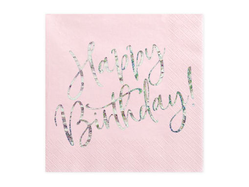 Picture of NAPKINS HAPPY BIRTHDAY BABY PINK 33X33CM